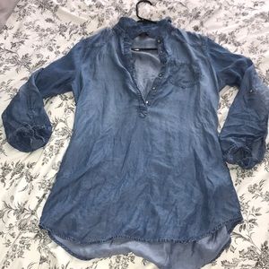 👚oversized jean top.